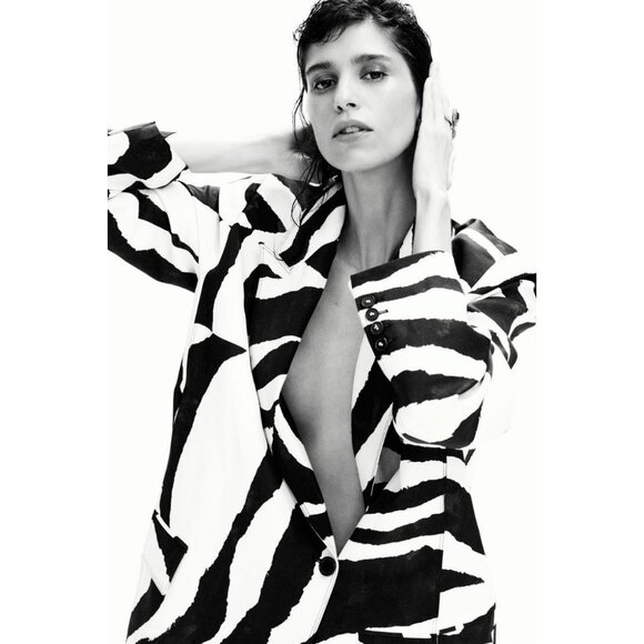 ZW COLLECTION ANIMAL PRINT BLAZER - Picture 1 of 5